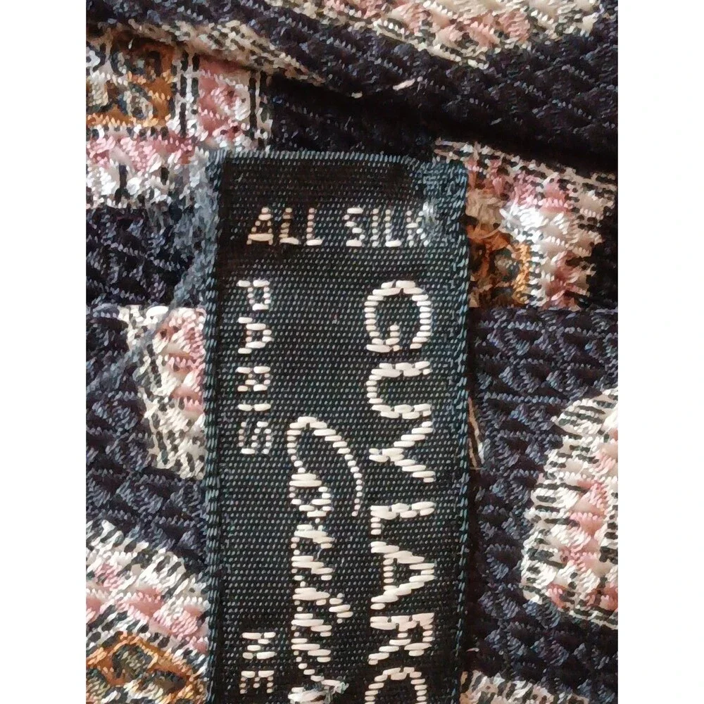 Tie 70s 80s 90s Y2K Mens Guy Laroche Silk Black Beige 3.75 Wide 58 Long